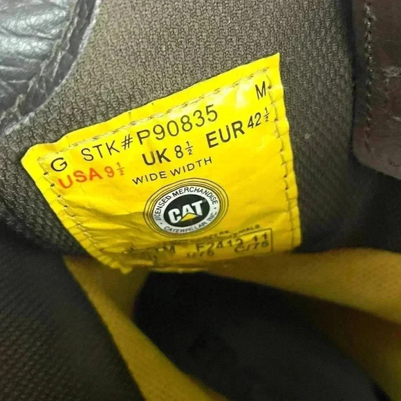 Cat Footwear Men's Brown Leather Work Boots 9.5 Hudson EH Steel Toe Wellington - Picture 4 of 14